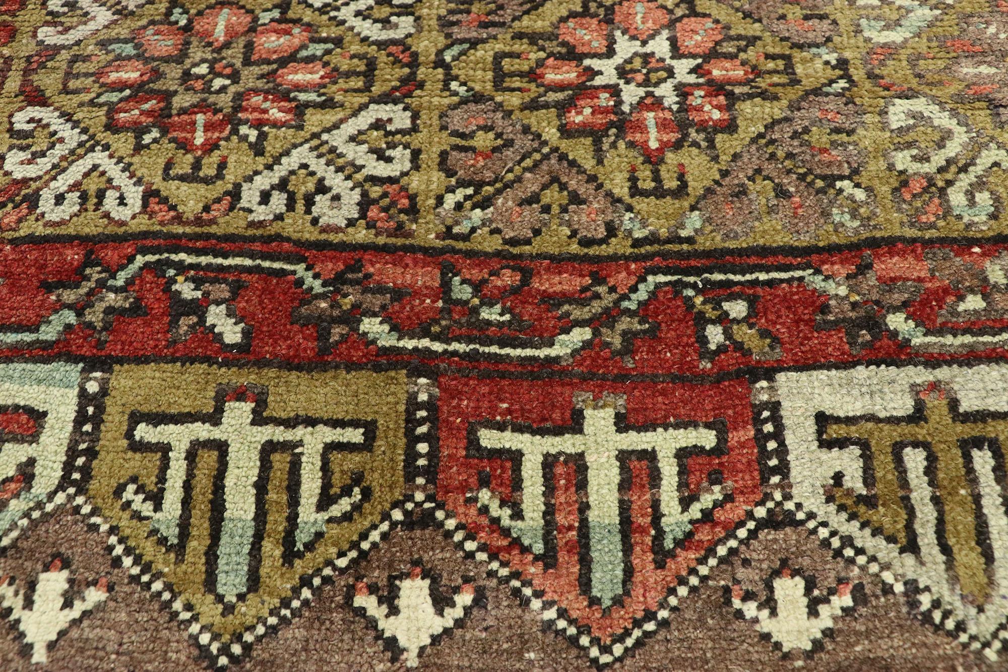 Coppia di tappeti turchi d'epoca Oushak Gallery con stile moderno di metà secolo in vendita 7