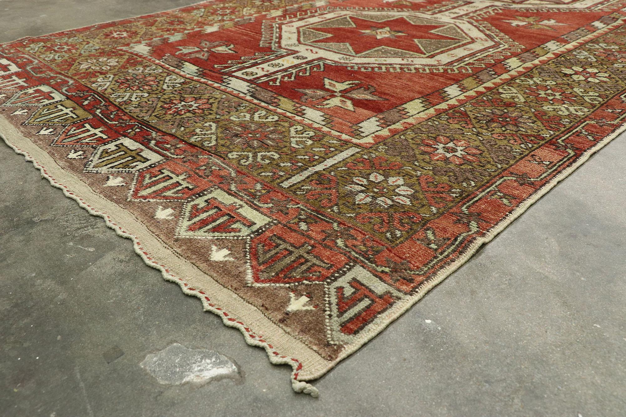 Coppia di tappeti turchi d'epoca Oushak Gallery con stile moderno di metà secolo in vendita 9