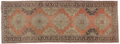 Pair of Vintage Turkish Oushak Gallery Rugs, Matching Wide Hallway Runners