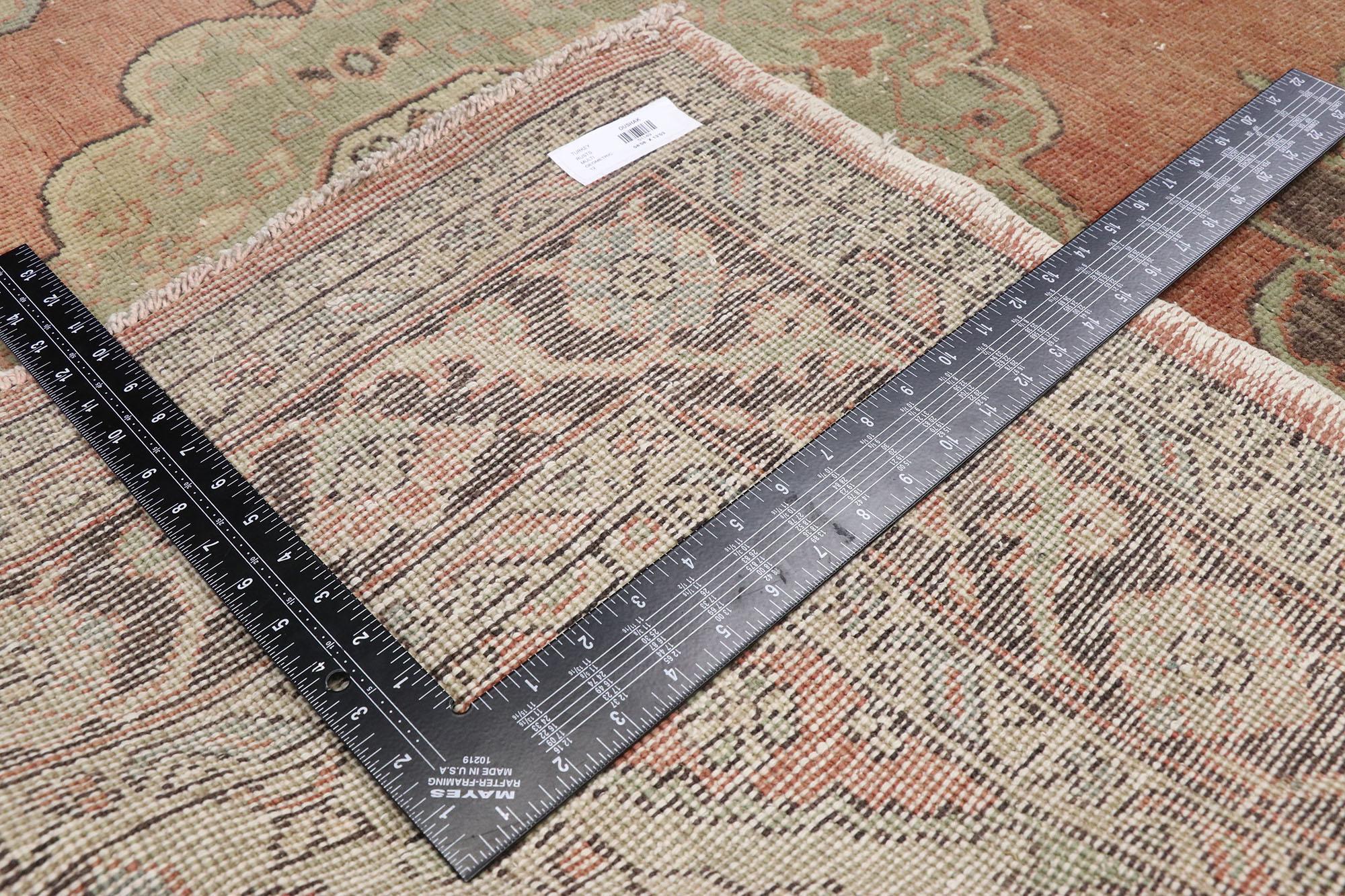 Pair of Vintage Turkish Oushak Gallery Rugs, Matching Wide Hallway Runners For Sale 8