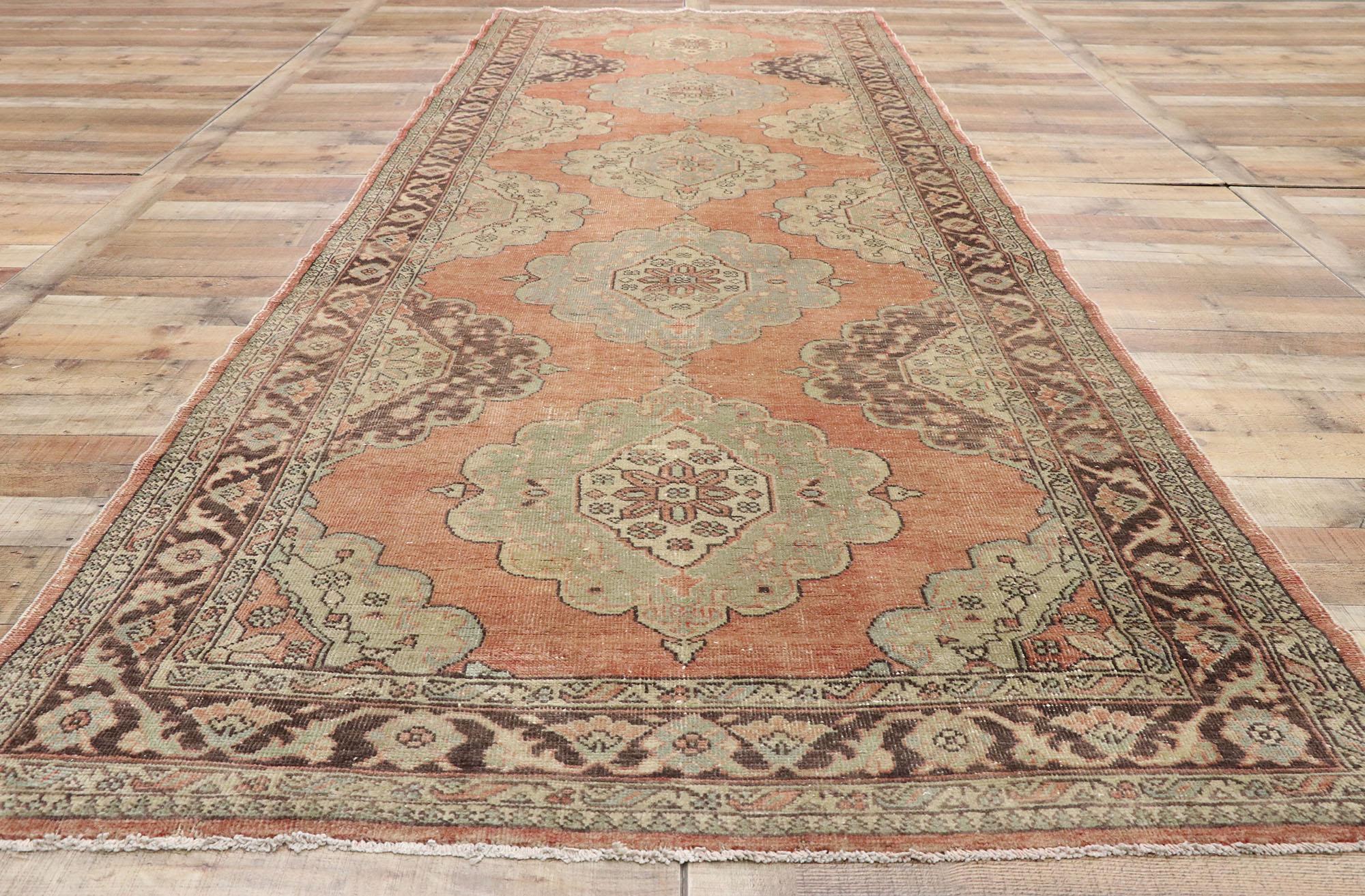 Pair of Vintage Turkish Oushak Gallery Rugs, Matching Wide Hallway Runners For Sale 10