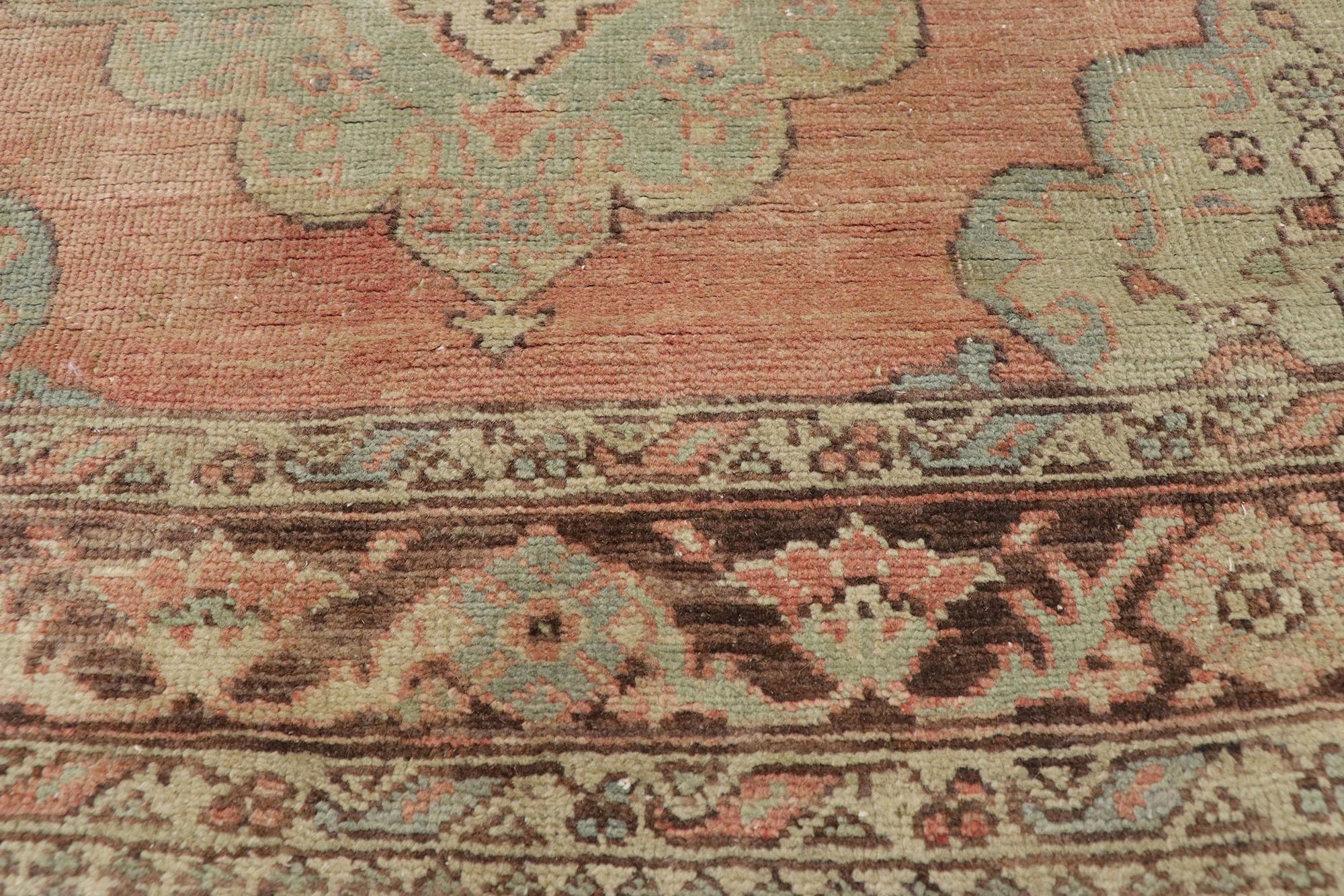 20th Century Pair of Vintage Turkish Oushak Gallery Rugs, Matching Wide Hallway Runners For Sale