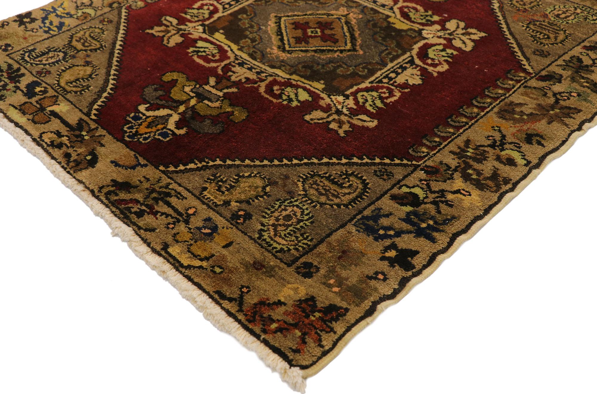 Pair of Vintage Turkish Oushak Yastik Scatter Rugs, Matching Small Accent Rugs 4