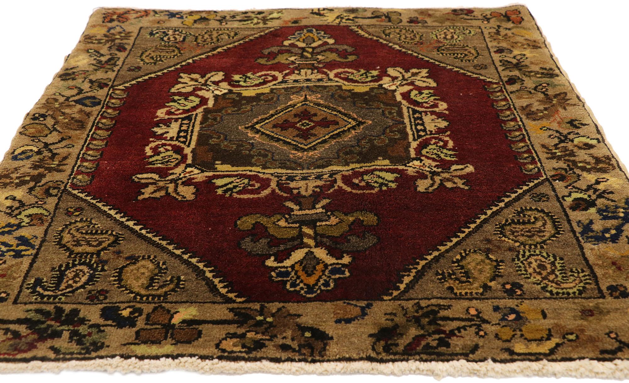 Pair of Vintage Turkish Oushak Yastik Scatter Rugs, Matching Small Accent Rugs 5