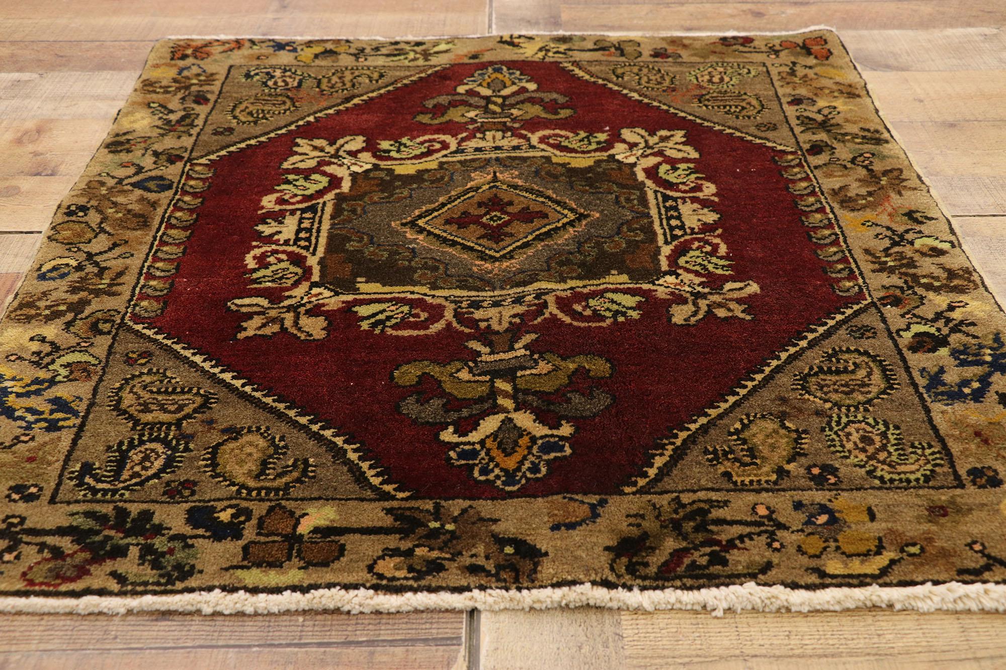 Pair of Vintage Turkish Oushak Yastik Scatter Rugs, Matching Small Accent Rugs 9