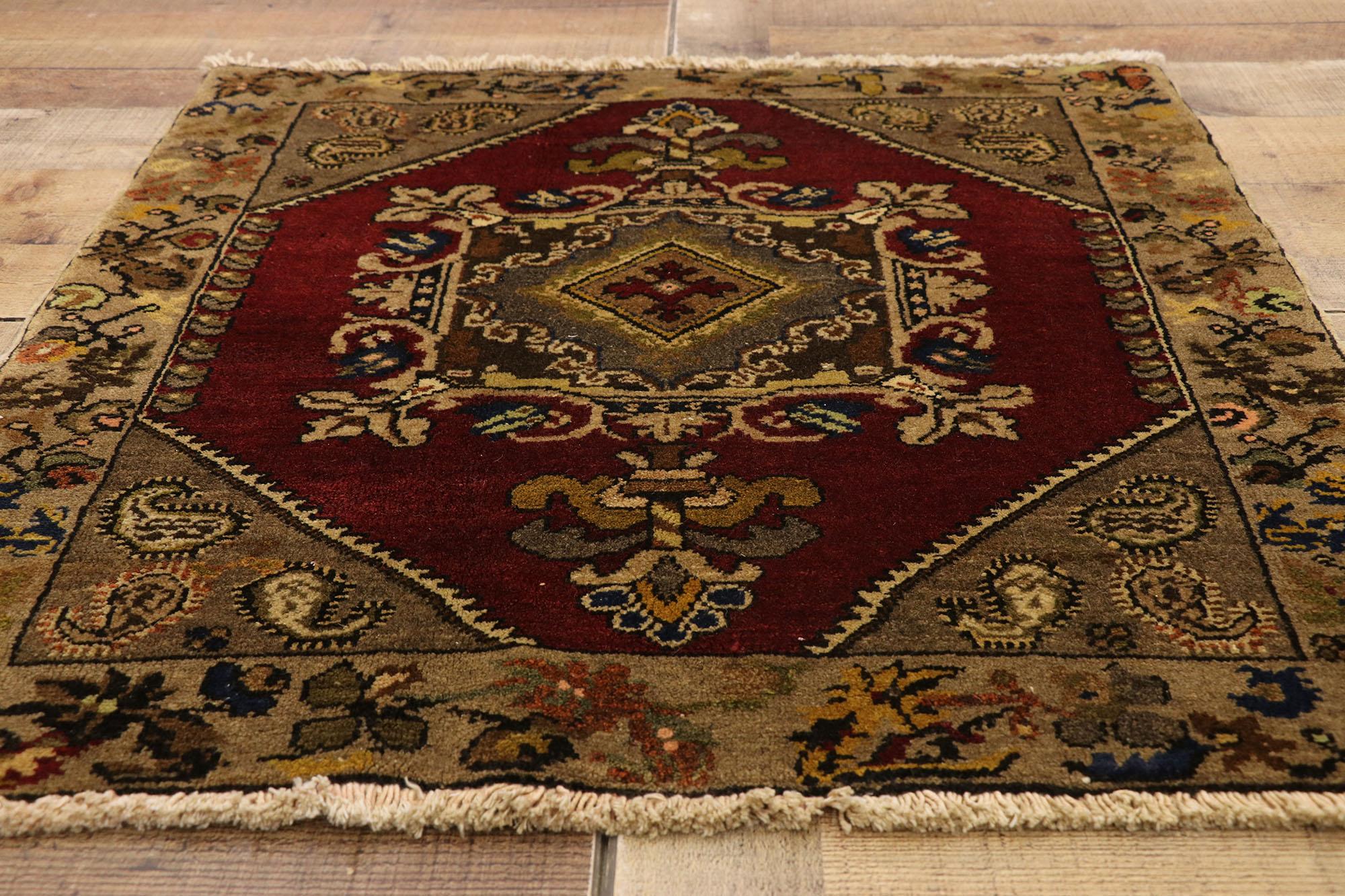 Pair of Vintage Turkish Oushak Yastik Scatter Rugs, Matching Small Accent Rugs 1