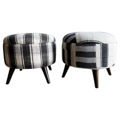 Pair of Vintage Turkish Rug Ottomans