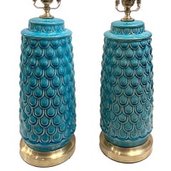 Pair of Vintage Turquoise lamps