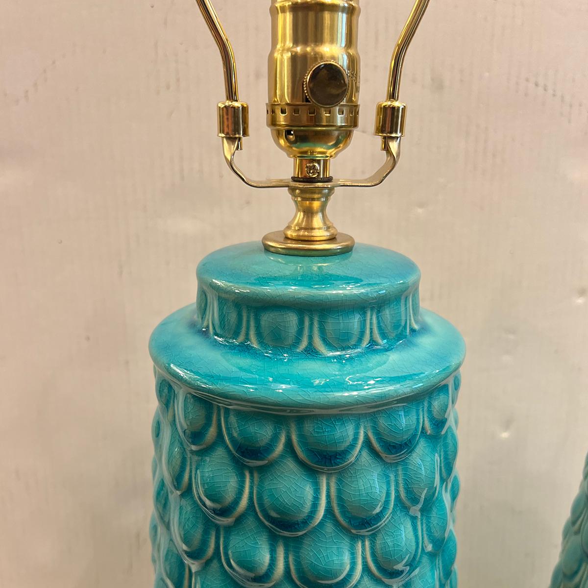 Pareja de lámparas vintage de color turquesa Italiano en venta