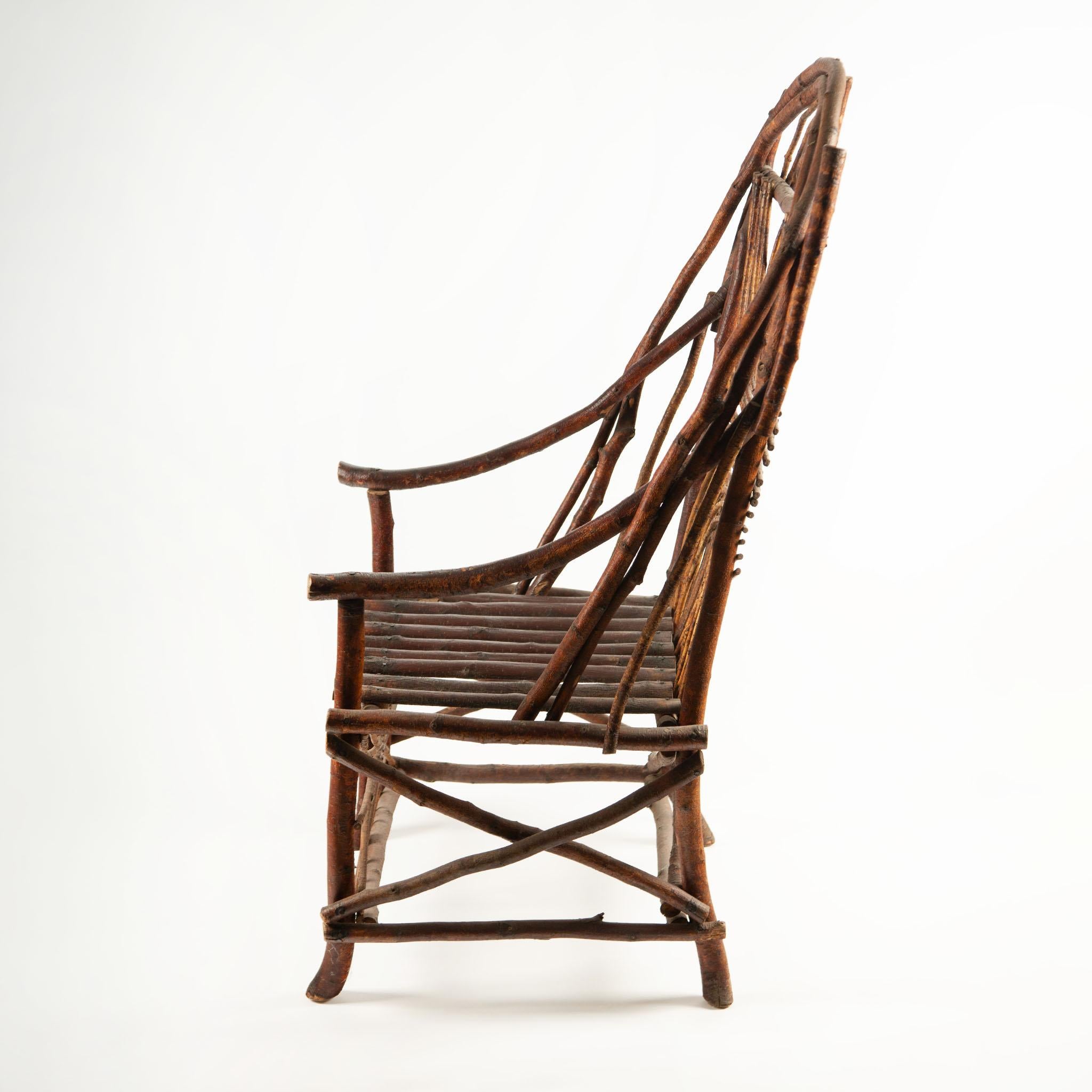 Pareja de sillas Adirondack vintage de ramas y palos en venta 5