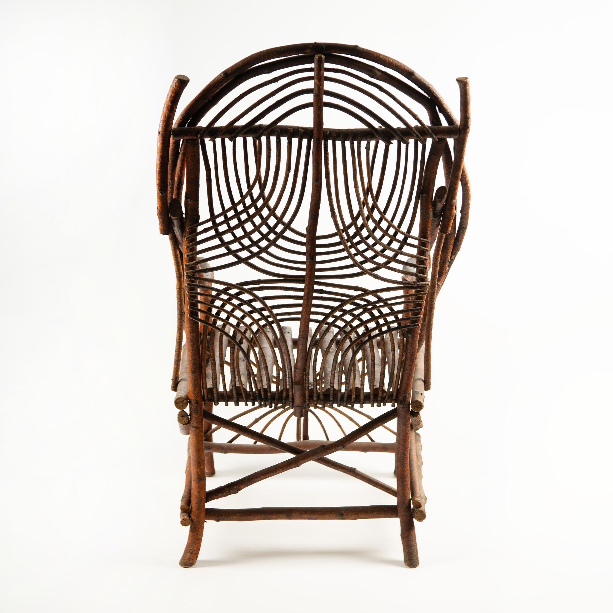 Pareja de sillas Adirondack vintage de ramas y palos en venta 6