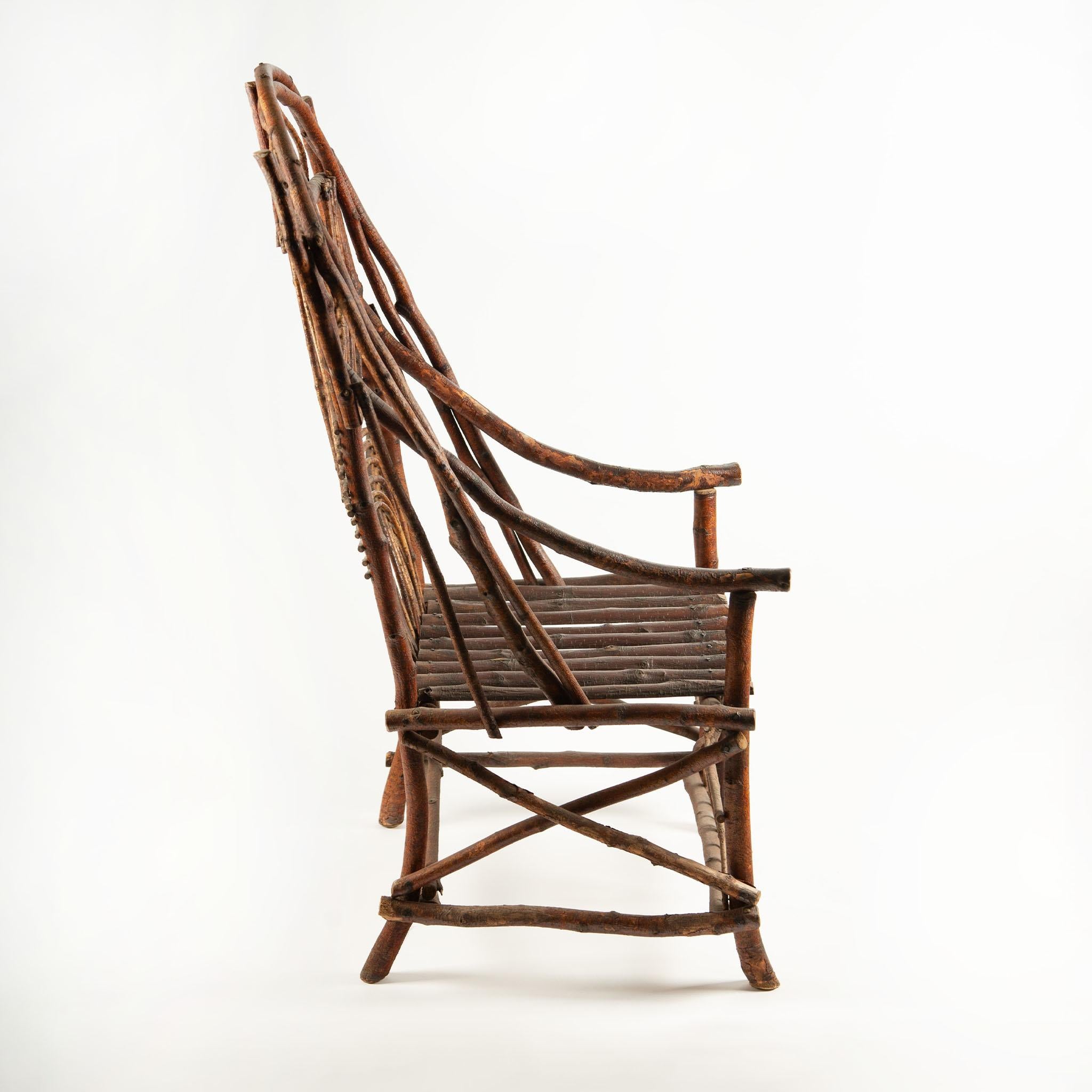 Pareja de sillas Adirondack vintage de ramas y palos en venta 7