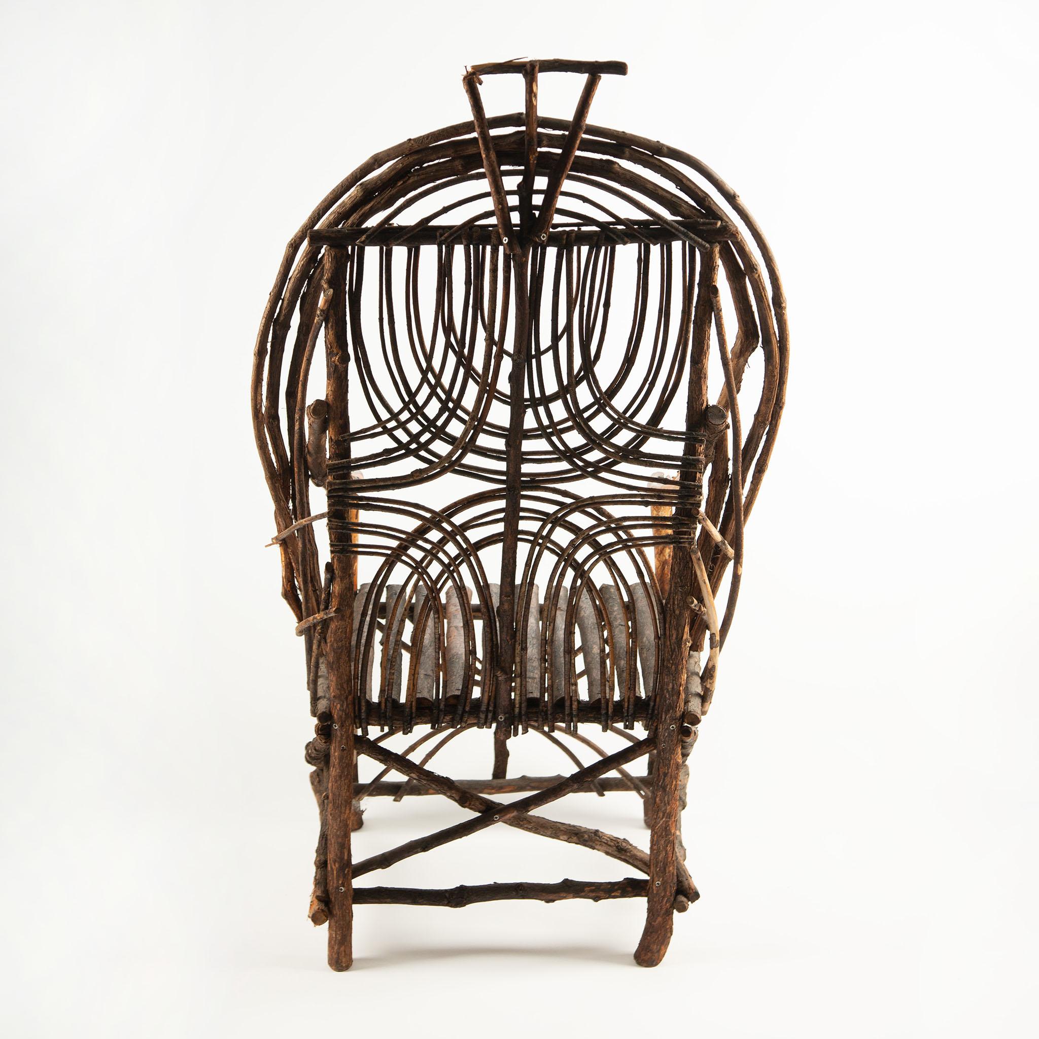 Pareja de sillas Adirondack vintage de ramas y palos siglo XX en venta