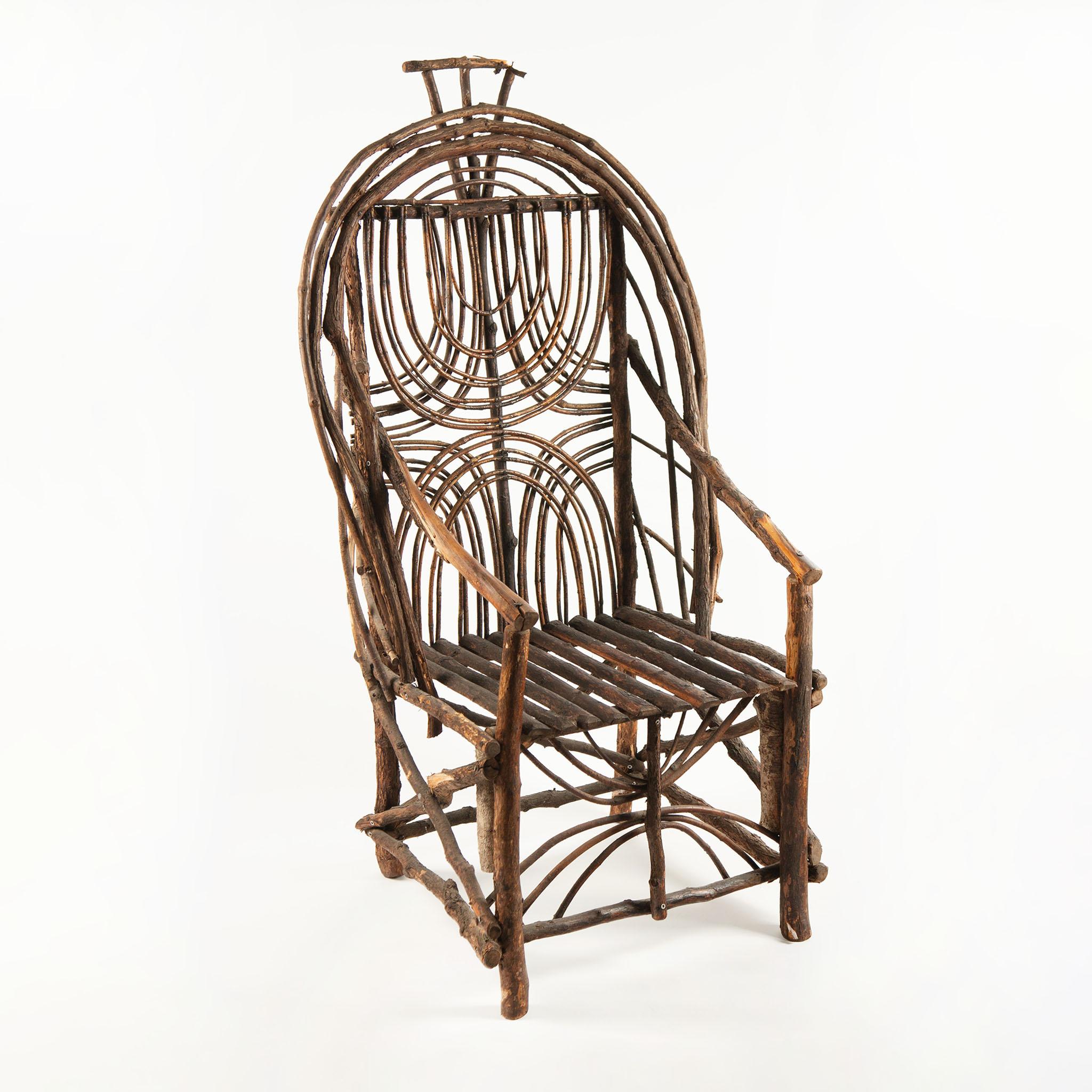 Pareja de sillas Adirondack vintage de ramas y palos en venta 1