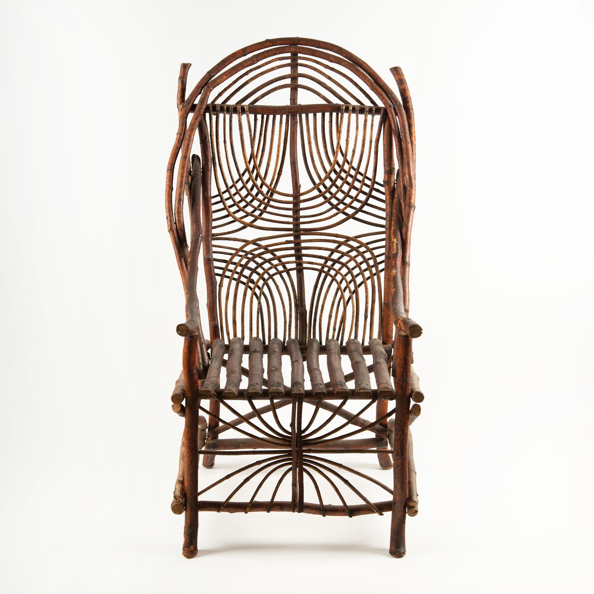 Pareja de sillas Adirondack vintage de ramas y palos en venta 3