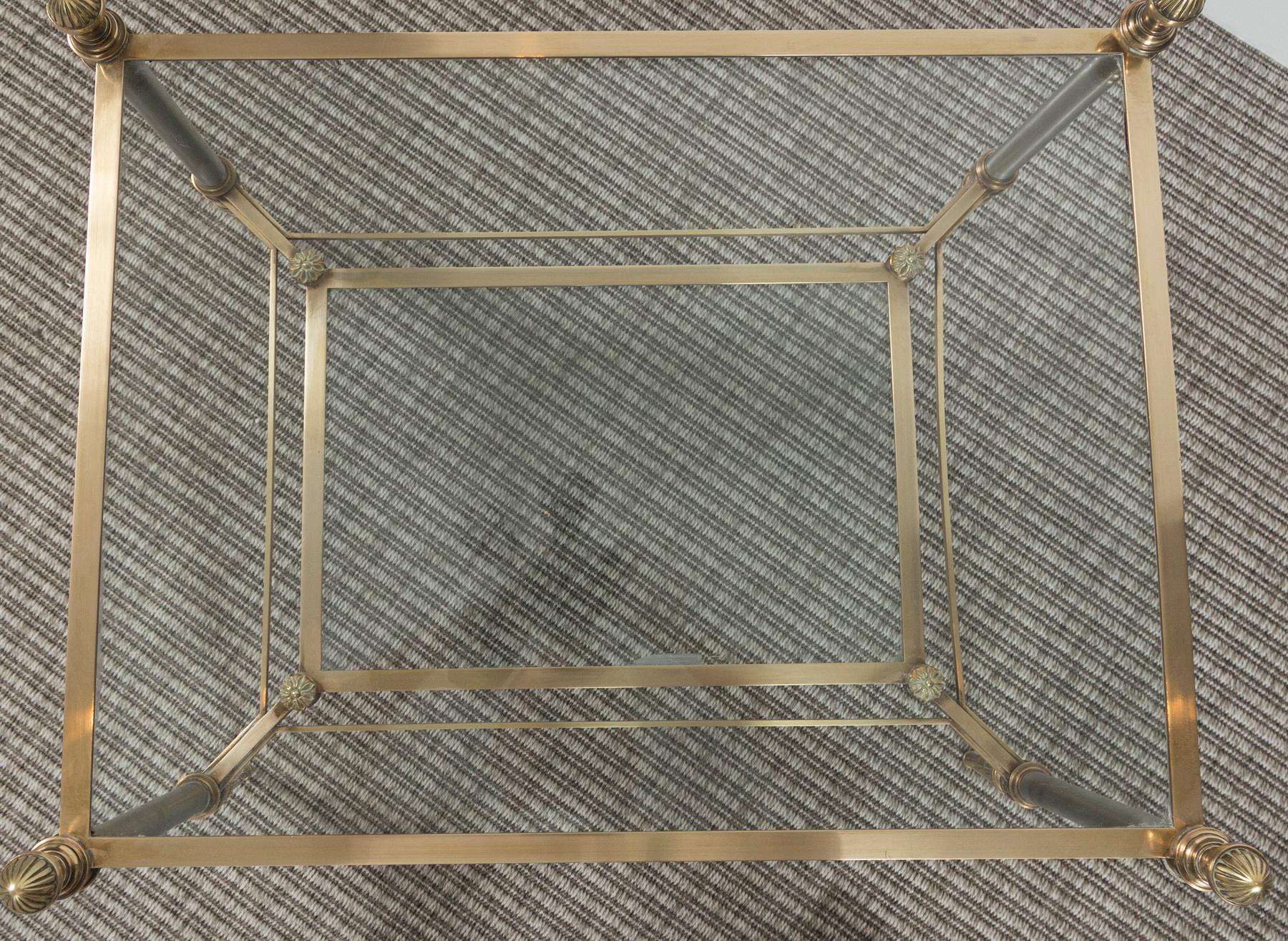 Pair of Vintage Two-Tiered Brass Side Tables by Maison Jansen 1