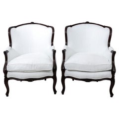 Pair of Vintage Upholstered Bergere Armchairs