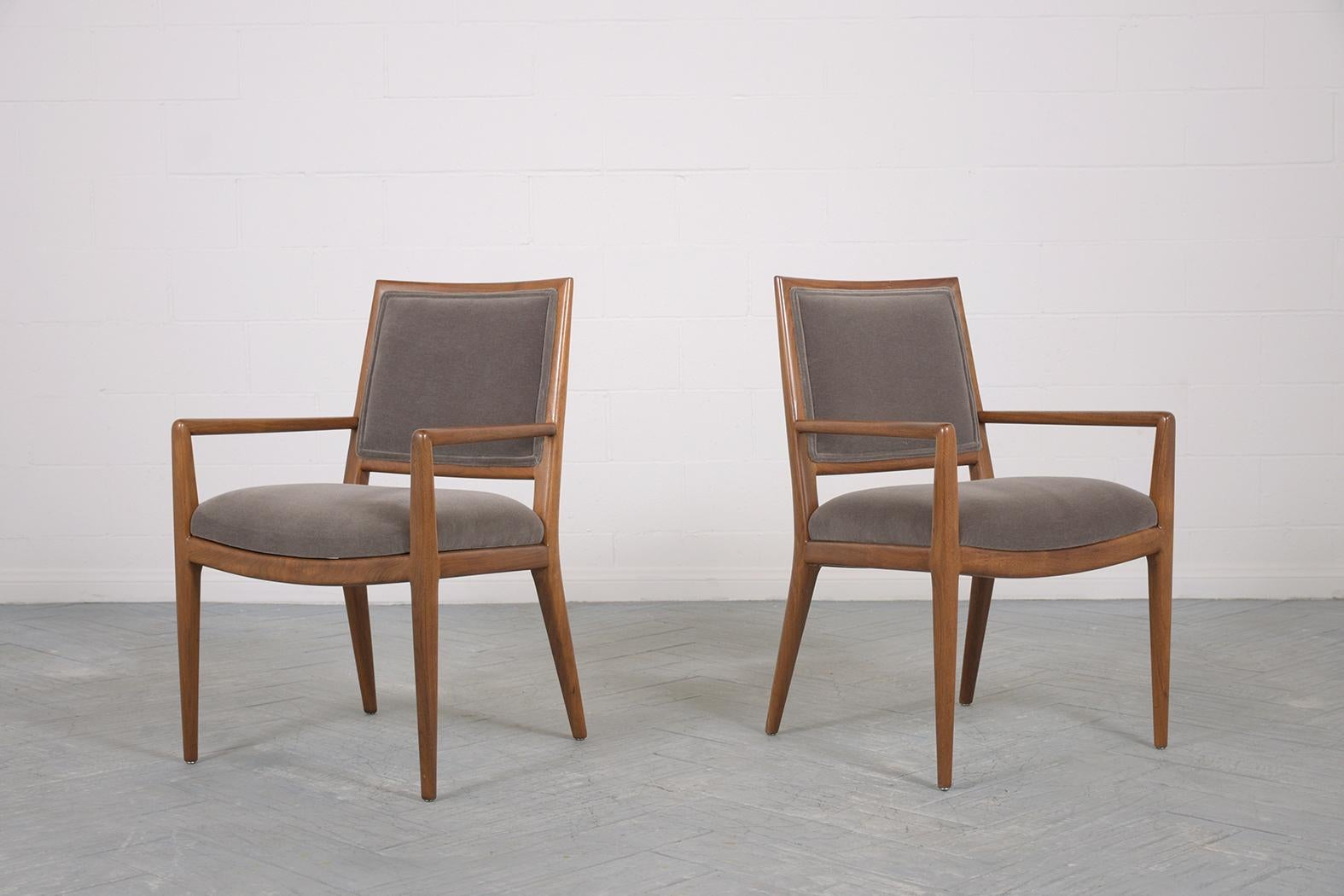 Mid-20th Century Vintage 1960s Robsjohn Gibbings Style Mid-Century Modern Walnut Armchairs For Sale
