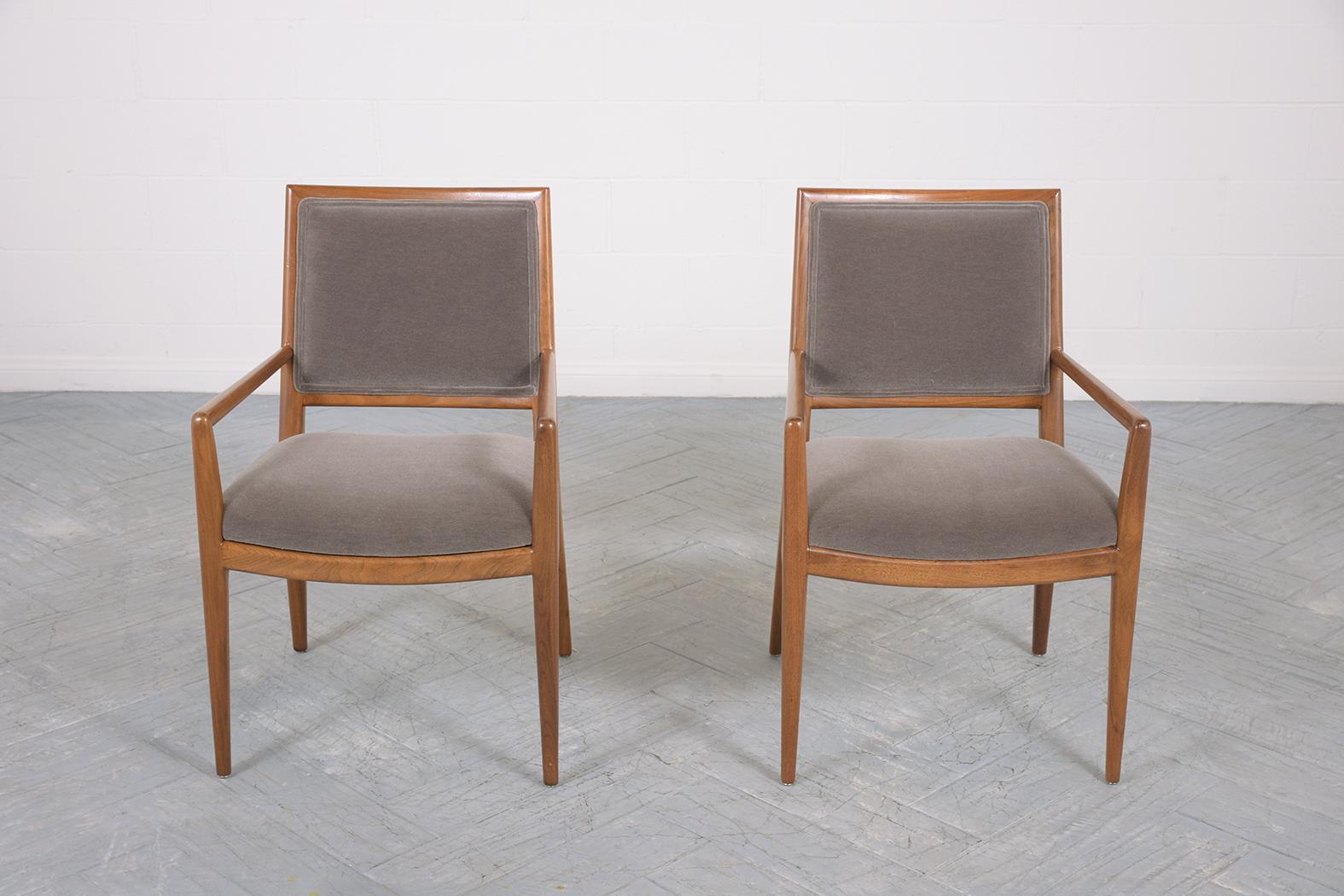 Carved Vintage 1960s Robsjohn Gibbings Style Mid-Century Modern Walnut Armchairs For Sale