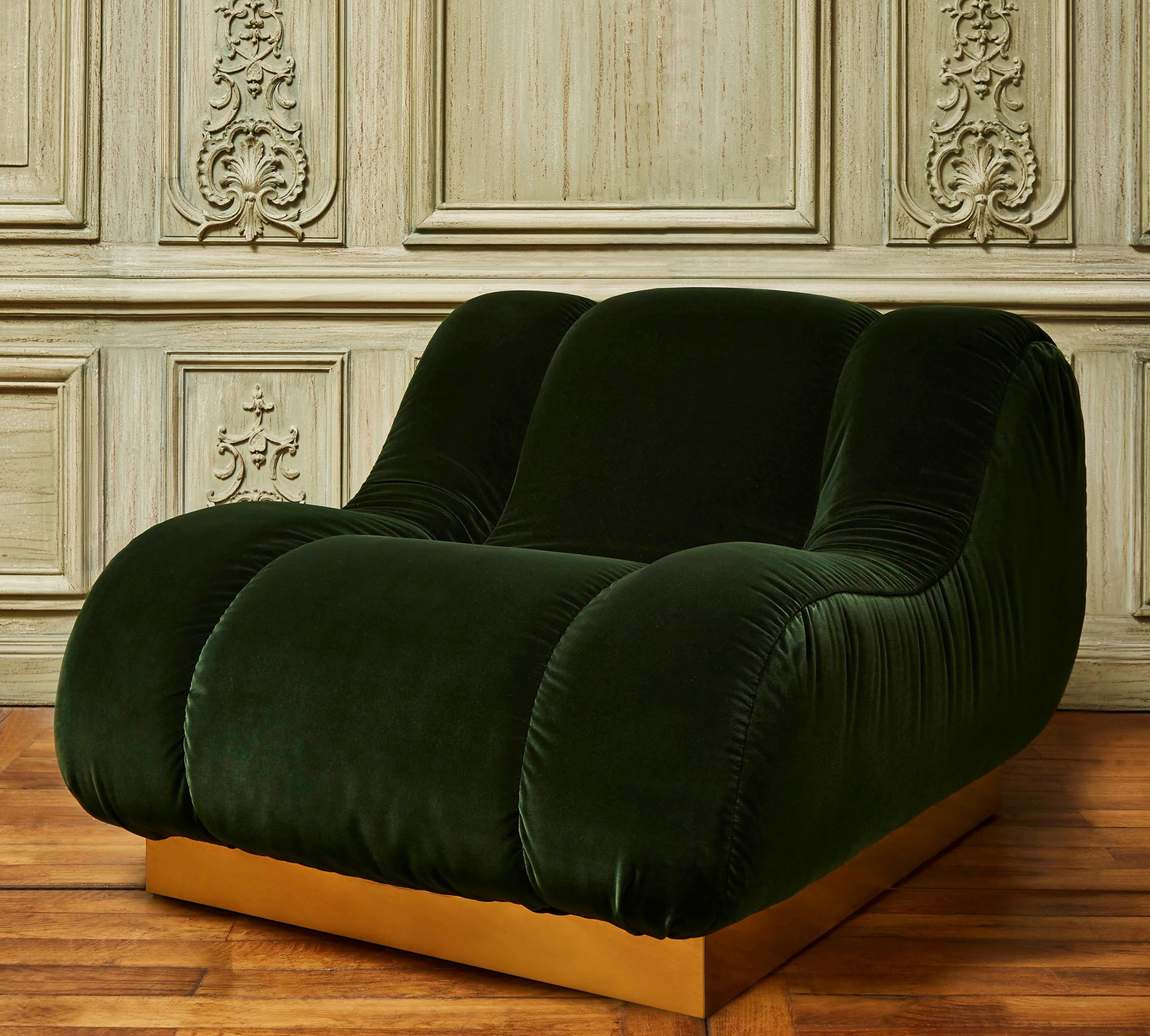 Mid-Century Modern Pair of Vintage Velvet Armchairs
