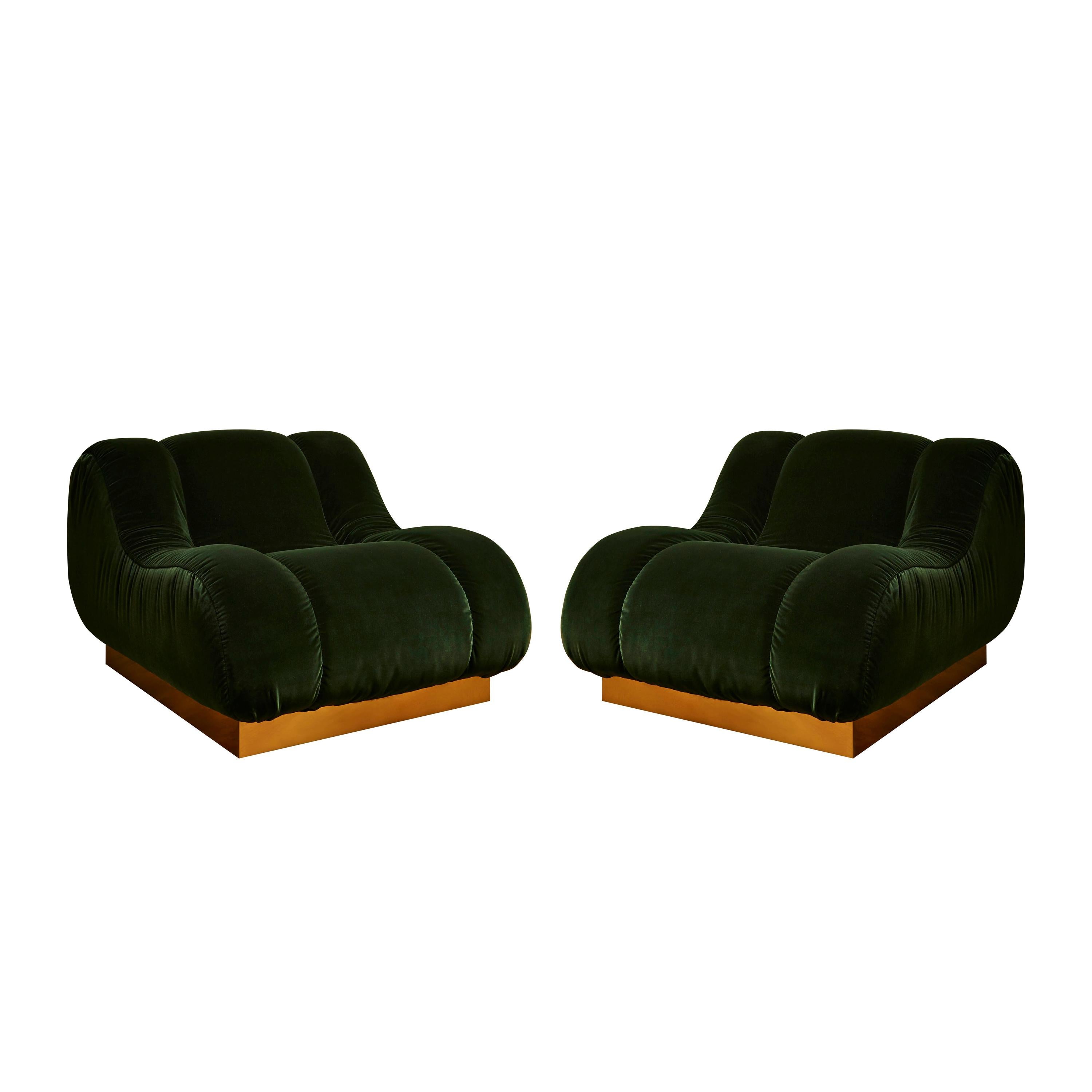 Pair of Vintage Velvet Armchairs