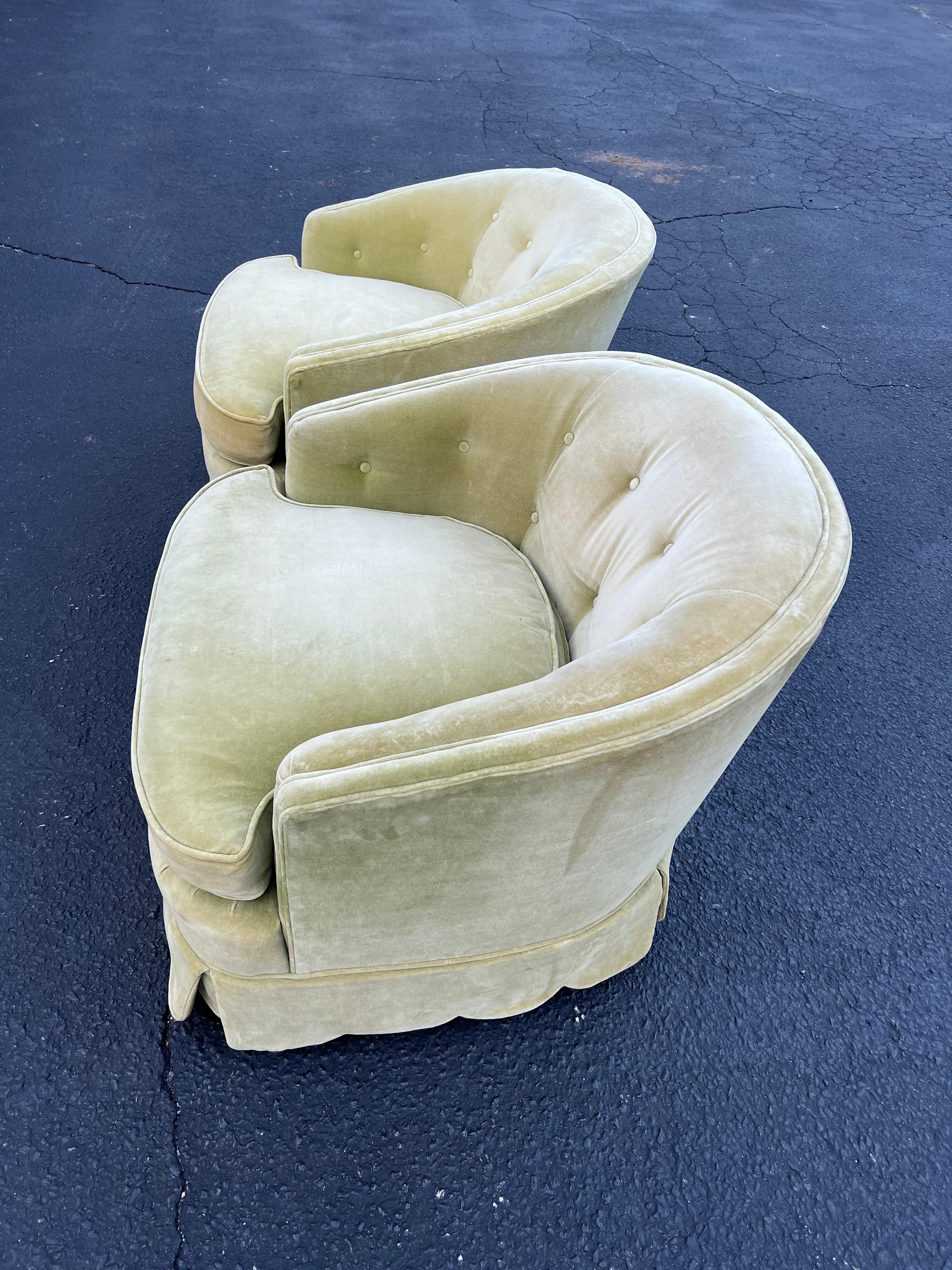 Pair of Vintage Velvet Henredon Swivel Chairs 2