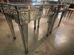 Pair of Vintage Venetian Etched Mirror Side Tables