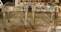 Pair of Vintage Venetian Etched Mirror Side Tables