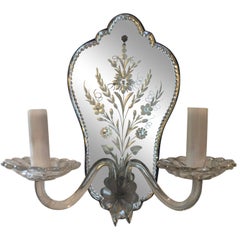 Pair of Vintage Venetian Etched Sconces, circa 1950