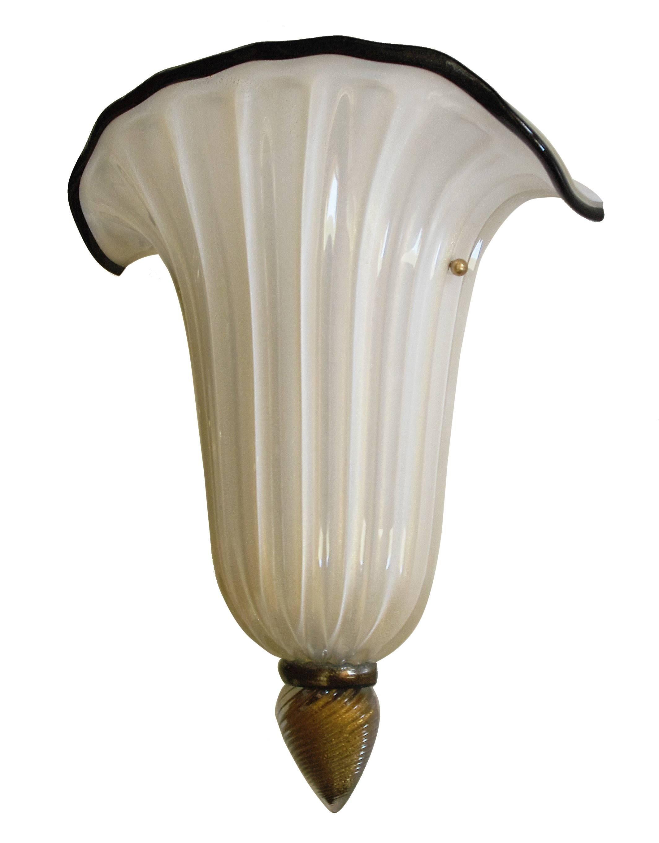 Mid-Century Modern Pair of Shell Sconces by Barovier e Toso