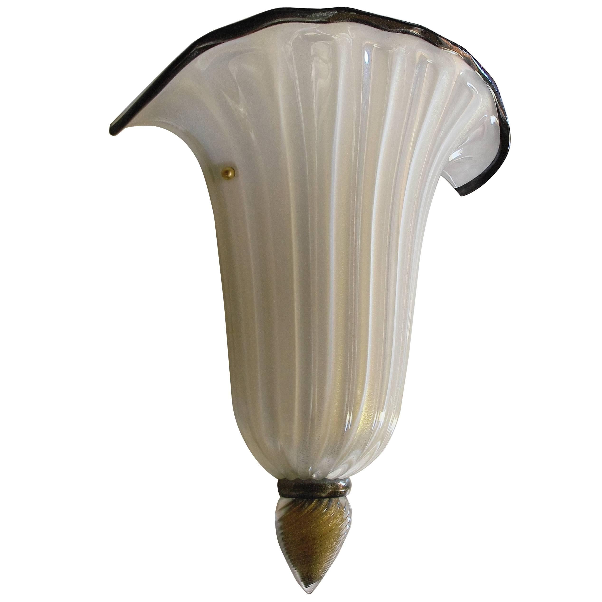 Italian Pair of Shell Sconces by Barovier e Toso