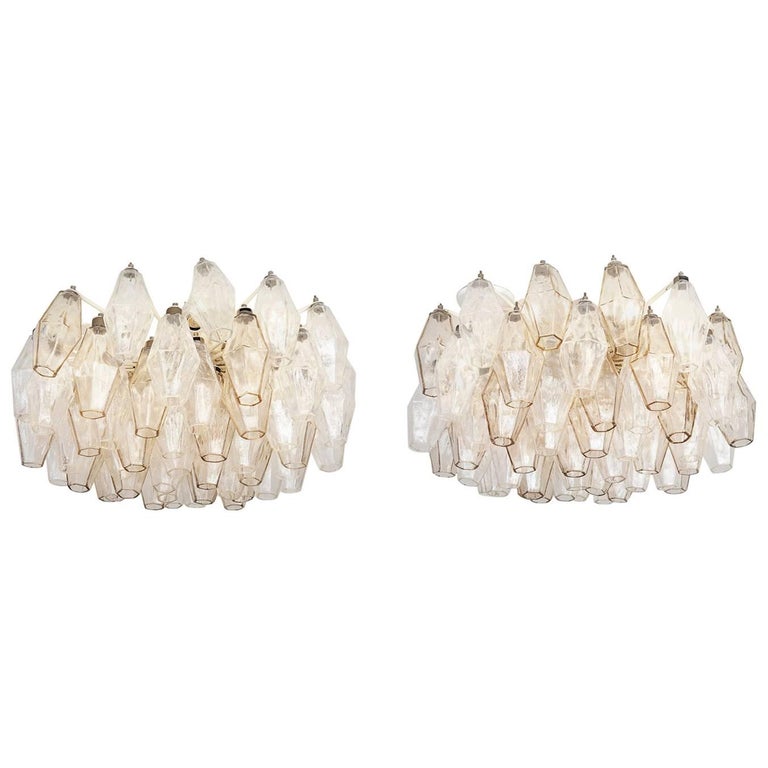 Pair of Vintage Venini Glass Chandeliers For Sale