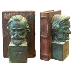 Pair of Vintage Verdi and Wagner Composer Bookends in Bronze