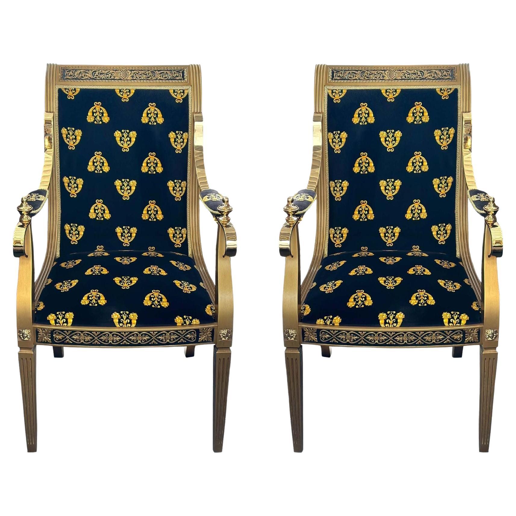 Pair of Vintage Versace Cappelletti Cantu Armchairs For Sale