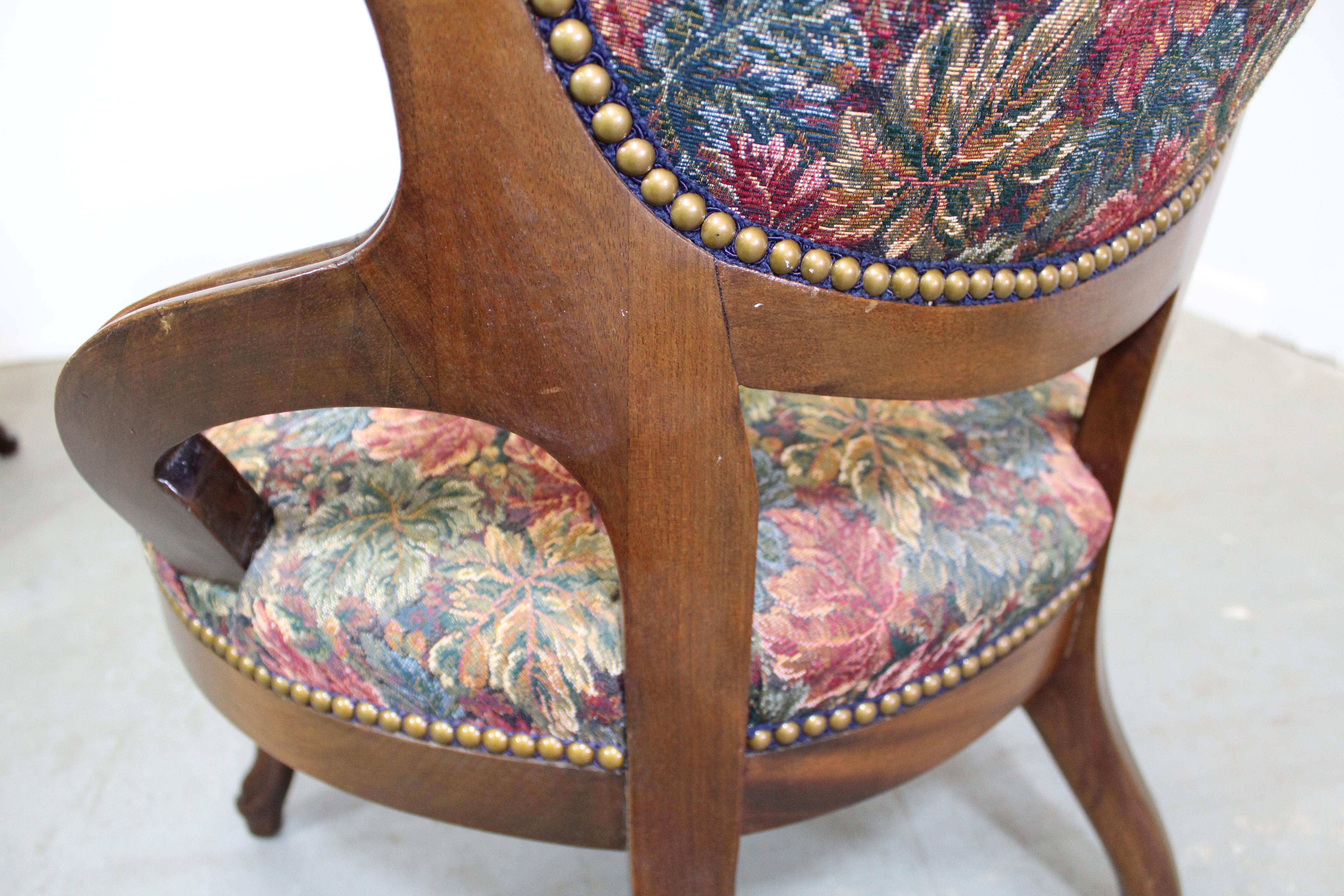 Wood Pair of Vintage Victorian Parlor Set Ladies and Gentleman Chairs