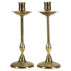 Pair of Vintage Victorian Style Baluster Brass Candlesticks, England 1930s