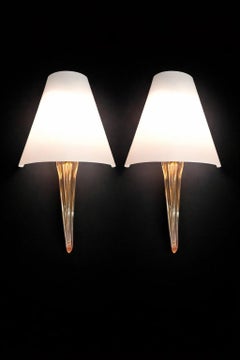 Pair of Vintage Vistosi Blush Murano Glass Wall Lights