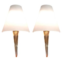 Pair of Vintage Vistosi Blush Murano Glass Wall Lights