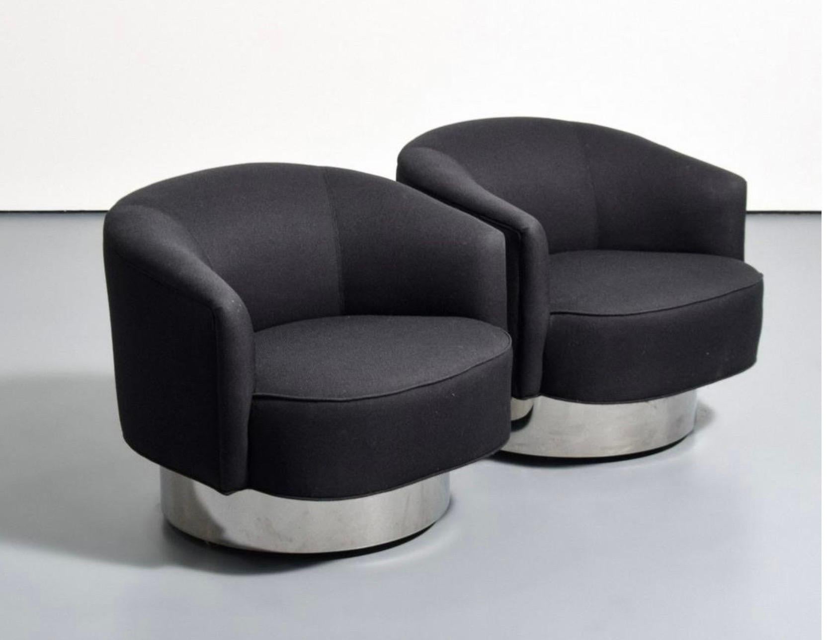 Pair of Vintage Vladimir Kagan Swivel Chairs In Good Condition For Sale In Palm Springs, CA