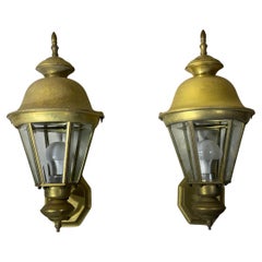 Pair of Vintage Wall Hanging Brass Lantern