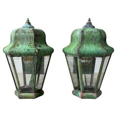 Pair of Vintage Wall Hanging Brass Lantern