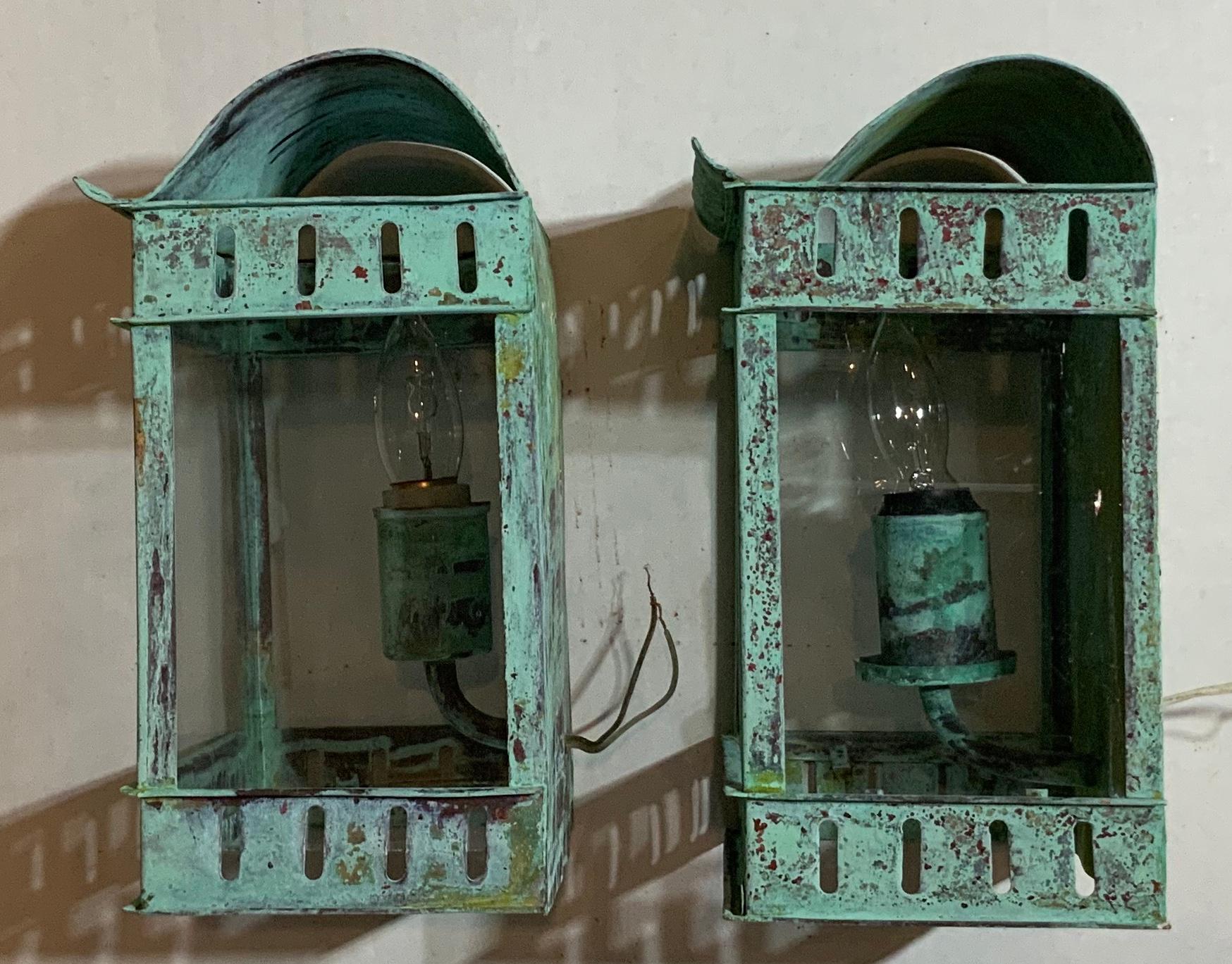 Pair of Vintage Wall Hanging Copper Lantern 4