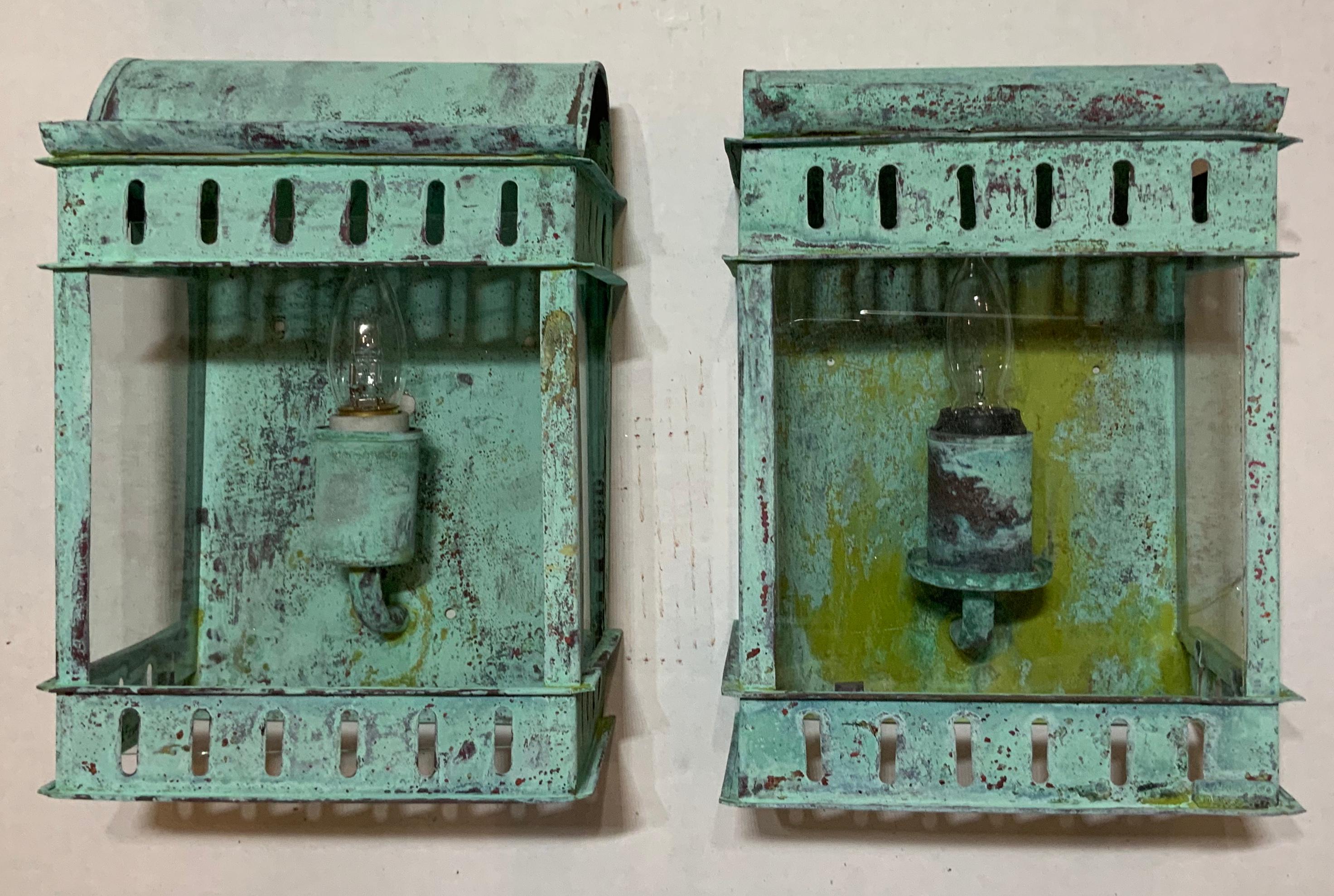 Pair of Vintage Wall Hanging Copper Lantern 8