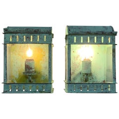 Pair of Vintage Wall Hanging Copper Lantern