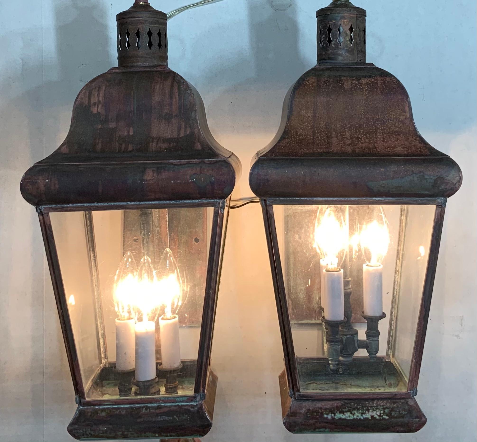 Pair of Vintage Wall Hanging Lantern In Good Condition In Delray Beach, FL