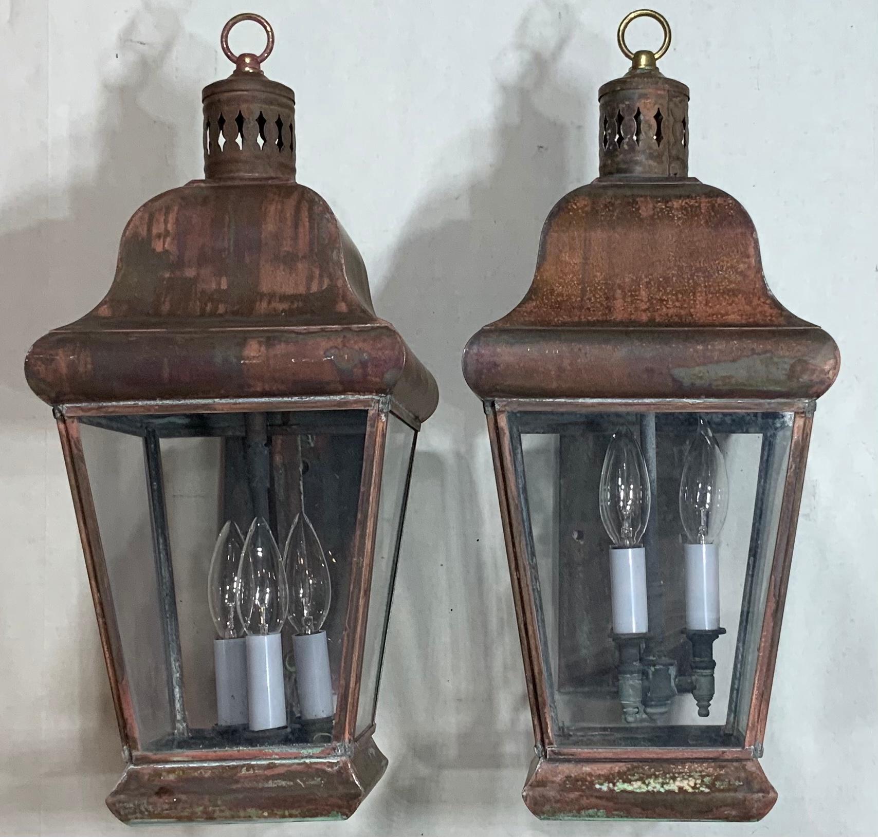 Brass Pair of Vintage Wall Hanging Lantern
