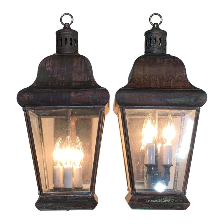 Pair of Vintage Wall Hanging Lantern at 1stDibs