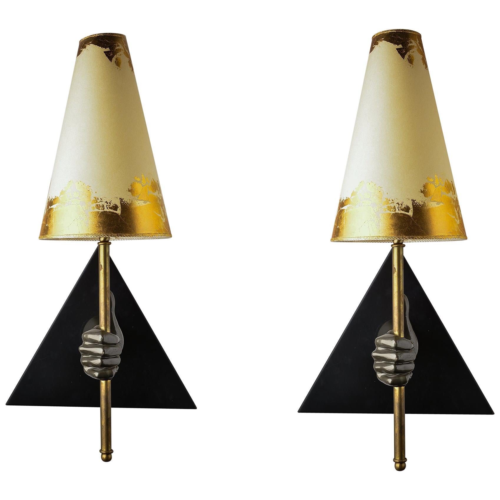 Pair of Vintage Wall Lamps in the Manner of Arbus