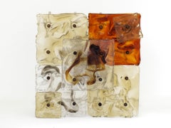 Pair of Vintage Wall Lamps Patchwork Space Age Glass Venini Italy 1970