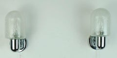 pair of vintage wall lamps sconces bubble glass and chrome 1970s 80s